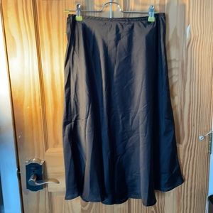 Black silk mid length skirt